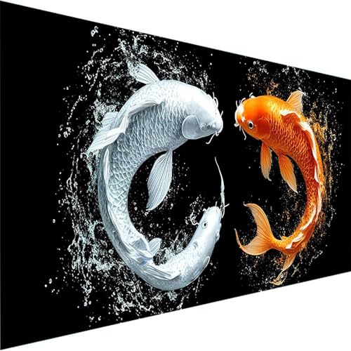 Malen Nach Zahlen ab 5 6 7 Jahre Mädchen Ohne Rahmen - Tier Malen Nach Zahlen Erwachsene, Malen Nach Zahlen für Kinder Acrylfarben mit als Home Dekor Geschenk, Malen-Nach-Zahlen (80x160cm) Fisch 6-F von Wohoaqig