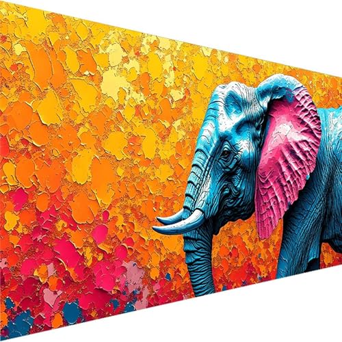 Malen nach Zahlen Erwachsene Tier, Malen Nach Zahlen Elefant DIY Handgemalt Ölgemälde Kit - (50x100cm), Paint by Numbers Adult Mit Pinseln und Acrylfarbe knitterfreie leinwand Kit (Ohne Rahmen) A-5 von Wohoaqig