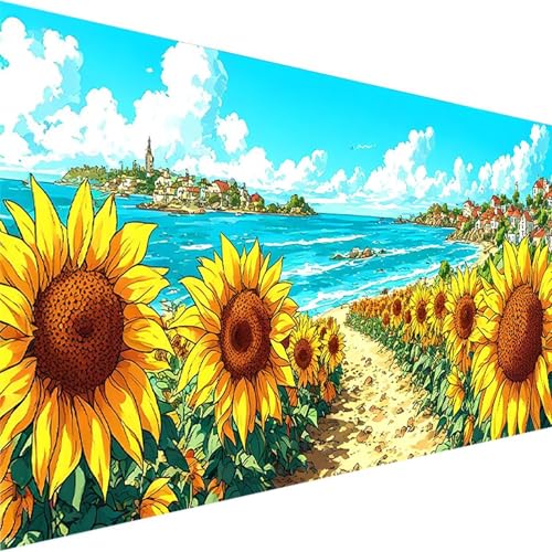 Malen nach Zahlen Kinder Sonnenblume, Malen Nach Zahlen Erwachsene, Geschenke für Mädchen Junge Bastelset, Malen nach Zahlen Meer | Malen nach Zahlen Ohne Rahmen, (90x180cm) Bastelset Erwachsene T-S von Wohoaqig