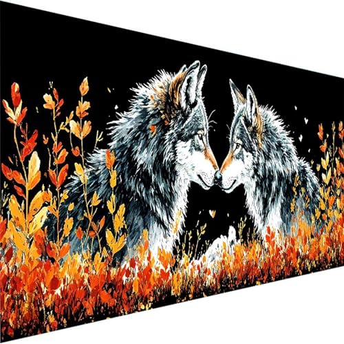 Malen nach Zahlen Kinder Tier, Geschenke für Mädchen Junge, Bastelset Kinder, Malen nach Zahlen Wolf | Malen nach Zahlen Ohne Rahmen, für Home Wand Dekor Geschenk (90x180cm) Bastelset Erwachsene 0-9 von Wohoaqig