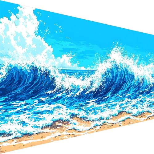 Malen nach Zahlen Kinder ab 7 8 9 10 Jahre Mädchen, Malen nach Zahlen Erwachsene Wellen, Malen-Nach-Zahlen Kinder Bastelset Erwachsene, Geschenk Malen nach Zahlen Strand (100x200cm) Ohne Rahmen 4-0 von Wohoaqig