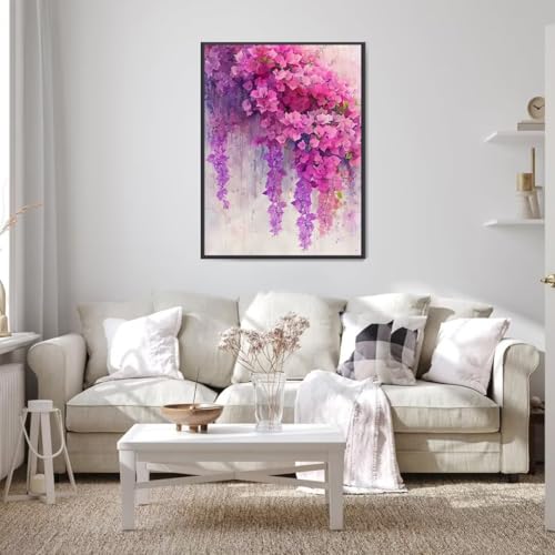 5D Diamond Painting Blume, Diamond Painting Bilder Blumen mit Diamond Painting Zubehör, DIY Eckige Full Drill Crystal Art Basteln Erwachsene, Zuhause Wanddekoration, Geschenke für Frauen 50x70 cm i-E von Wohoaqio