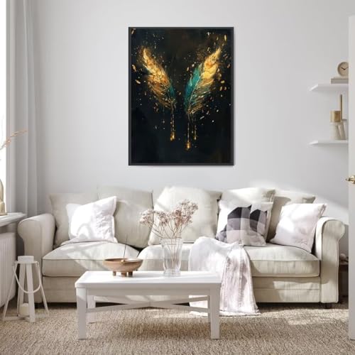 5D Diamond Painting Feder, Diamond Painting Bilder Abstrakt mit Diamond Painting Zubehör, DIY Eckige Full Drill Crystal Art Basteln Erwachsene, Zuhause Wanddekoration,Geschenke für Frauen 40x50 cm o-N von Wohoaqio