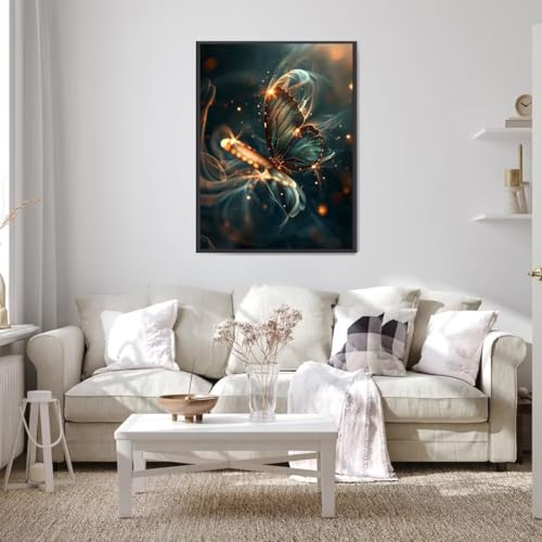 5D Diamond Painting Schmetterling, Diamond Painting Bilder Tier mit Diamond Painting Zubehör, DIY Eckige Drill Crystal Art Basteln Erwachsene, Zuhause Wanddekoration, Geschenke Frauen 50x70 cm t-G von Wohoaqio