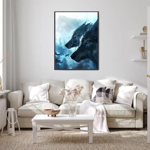 5D Diamond Painting Tier, Diamond Painting Bilder Wolf mit Diamond Painting Zubehör, DIY Eckige Full Drill Crystal Art Basteln Erwachsene, Zuhause Wanddekoration, Geschenke für Frauen 40x50 cm c-7 von Wohoaqio