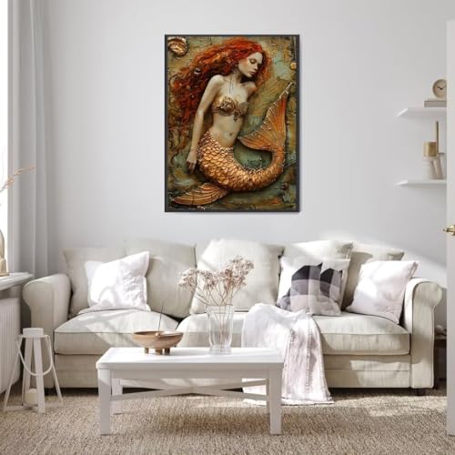 Diamond Painting Abstrakt Diamond Painting Erwachsene Groß xxl 100X135 cm, Meerjungfrau Diamant Painting Bilder Kinder DIY Diamond Painting Eckige Steine Gem Art Painting Kit für Home Wall Decor u-H von Wohoaqio