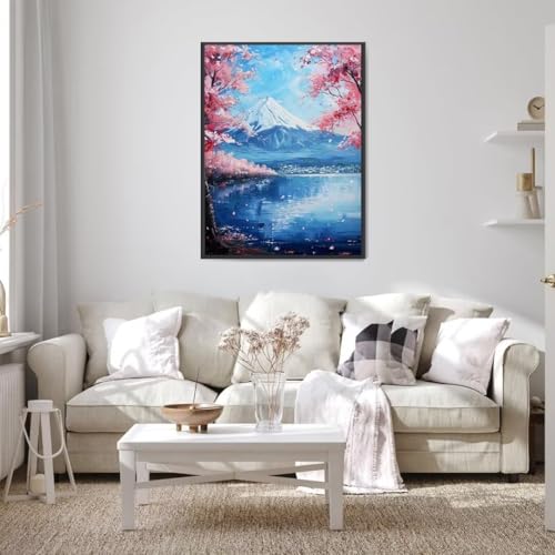 Diamond Painting Japan Diamond Painting Erwachsene Groß xxl 100X135 cm, Landschaft Diamant Painting Bilder Kinder DIY Diamond Painting Eckige Steine Gem Art Painting Kit, Home Wall Decor Geschenke 0-8 von Wohoaqio