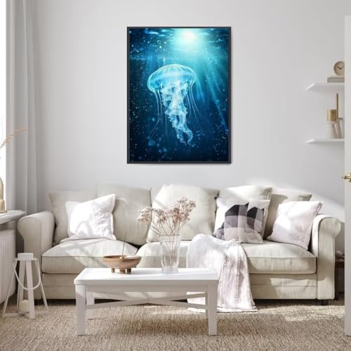 Diamond Painting Qualle Diamond Painting Erwachsene Groß xxl 60x80 cm, Ozean Diamant Painting Bilder Kinder DIY Diamond Painting Eckige Steine Gem Art Painting Kit für Home Wall Decor Geschenke s-0 von Wohoaqio