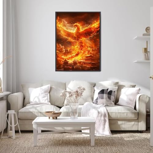 Diamond Painting Tier Diamond Painting Erwachsene Groß xxl 100X135 cm, Phönix Diamant Painting Bilder Kinder DIY Diamond Painting Eckige Steine Gem Art Painting Kit für Home Wall Decor Geschenke f-E von Wohoaqio