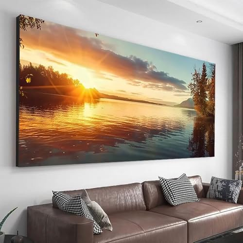 Sonnenuntergang 5D Diamand Painting 40x95 cm, Diamant Painting Bilder Baum Diamond Painting Erwachsene Set, DIY Diamand Painting Runde Steine Kristall kunst Malerei Für Geschenk Zuhause Wanddeko Z-726 von Wohoaqio