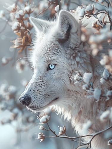 Wolf Diamond Painting Erwachsene Groß xxl 20x30cm, 5D Diamant Painting Bilder Blume, DIY Diamond Painting runden Steine Kreativ Set für Erwachsene Crystal Art, Zuhause Wanddeko Wohnzimmer Geschenk I-5 von Wohoaqio