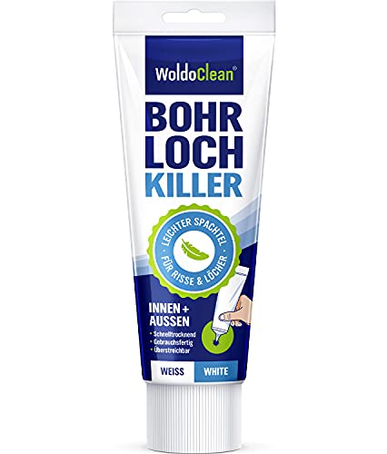 Spachtelmasse weiß für Innen Fertigspachtel 225ml - Leichtfüller schrumpffrei mit Micro-Glass-Bubbles von WoldoClean