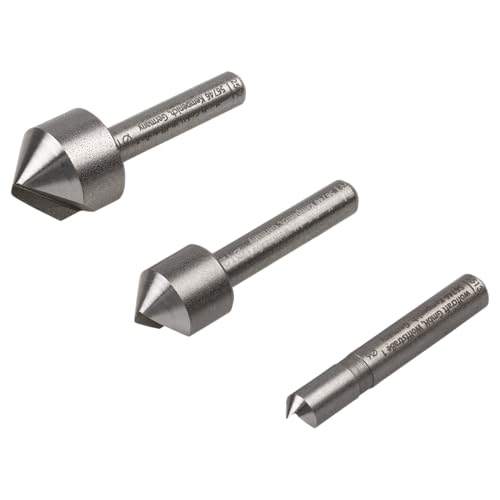 wolfcraft Senker Set aus Werkzeugstahl I 2504000 I für Holz, Plastik und NE-Metalle - 3-teiliges Set Made in Germany I für Senkkopfschrauben Ø 3–8 mmm von wolfcraft