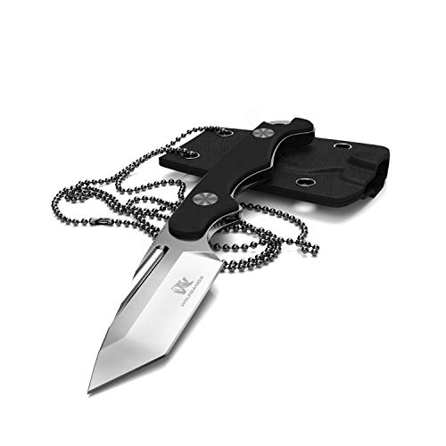 Wolfgangs ACUS Neck Knife Messer - inklusive Kydex Scheide und Kugel Halskette zum umhängen - Mini Tactical Survival Outdoor Messer für verstecktes tragen (Acus - Silber) von Wolfgangs