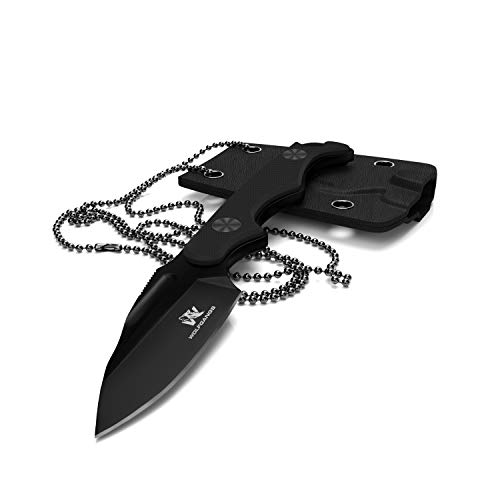 Wolfgangs CITO Neck Knife Messer - inklusive Kydex Scheide und Kugel Halskette zum umhängen - Mini Tactical Survival Outdoor Messer für verstecktes tragen (Cito - Schwarz) von Wolfgangs