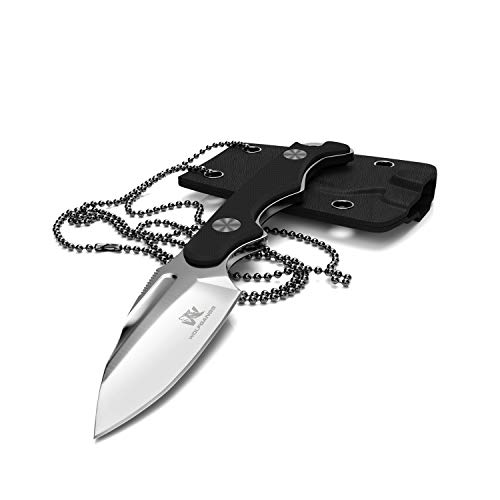 Wolfgangs CITO Neck Knife Messer - inklusive Kydex Scheide und Kugel Halskette zum umhängen - Mini Tactical Survival Outdoor Messer für verstecktes tragen (Cito - Silber) von Wolfgangs