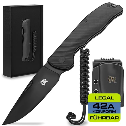 Wolfgangs RAVUS Zweihandmesser Klappmesser aus feinstem D2 Stahl - Legales Taschenmesser Klappmesser - Rebustes Outdoor Messer Survival - Klappmesser Outdoor inkl. Kydex Holster von Wolfgangs