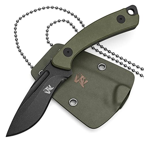 Wolfgangs VERITI Neck Knife Messer - inklusive Kydex Scheide und Kugel Halskette zum umhängen - Mini Survival Outdoor Messer für jeglichen Gebrauch von Wolfgangs