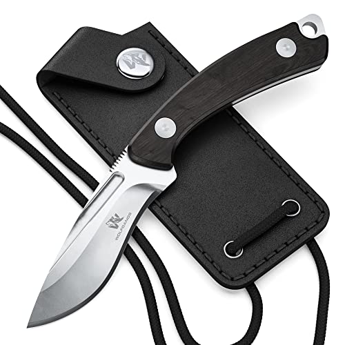 Wolfgangs VERITI Neck Knife - inklusive Leder Scheide und Halskette zum Umhängen - Mini Tactical Survival Outdoor Messer für verstecktes Tragen - EDC Messer Kette Legal in Deutschland von Wolfgangs