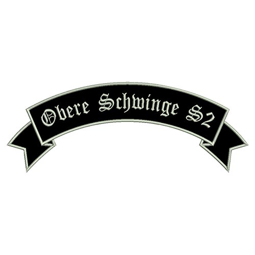 Aufnäher obere Schwinge S2 mit Wunschtext (12 x 4.5cm) - personalisiert von Wolfszeit