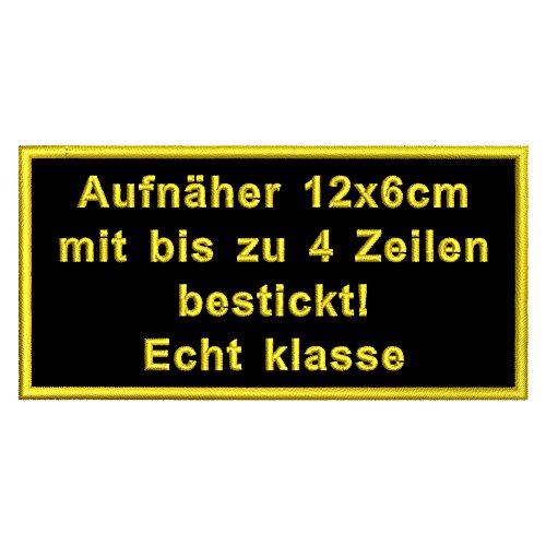 Aufnäher personalisiert mit deinem Wunschtext rechteckig (Rec1) 12x6cm (wahlweise zum Annähen, mit Klett oder zum Aufbügeln) von Wolfszeit