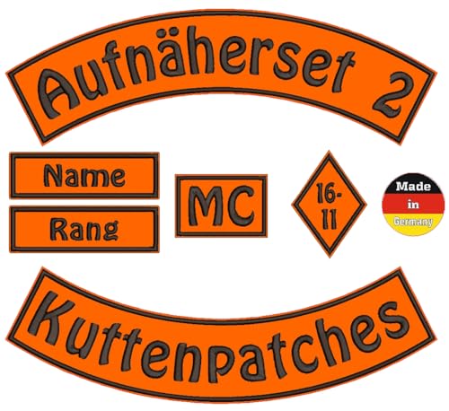 Aufnäherset 6-teilig +1, Bikerpatches, Wunschtext, selbst gestalten, für deine Motorradkutte, 6 Stück zum selbst gestalten und einer mit Made in Germany, personalisiert (mehrfarbig, 29) von Wolfszeit