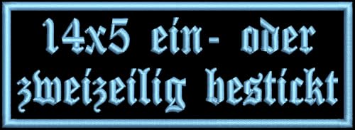 Aufnäher personalisiert mit deinem Wunschtext rechteckig (Rec1) 14x5cm (wahlweise zum Annähen, mit Klett oder zum Aufbügeln) von Wolfszeit