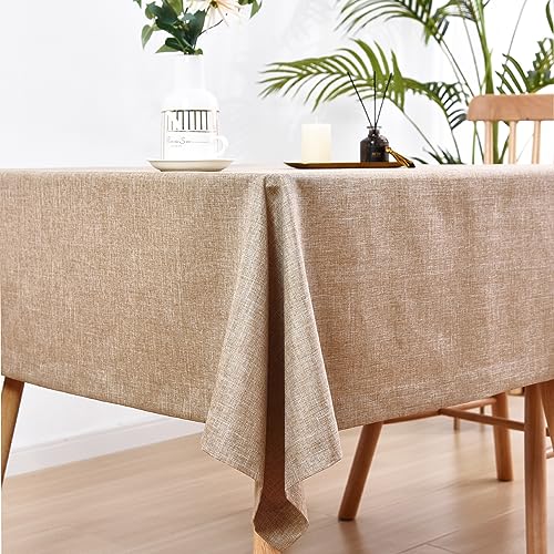 Wolkemer Quadratische Tischdecke aus Leinenimitat, strapazierfähig, knitterfrei, 178 x 178 cm, Flachs-Tischdecke für Küche, Esszimmer, Innen- und Außenbereich, Tischdekoration von Wolkemer