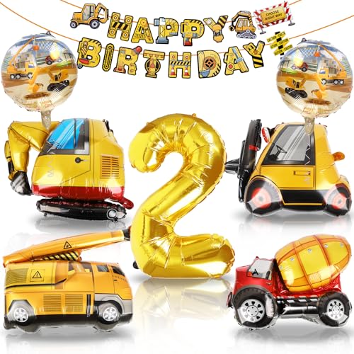 XXL Bagger 2. Geburtstag Deko, 2 Jahre Baustellen Geburtstagsdeko Jungen, Kran Traktor Folienballon, Luftballons Baufahrzeug mit Happy Birthday Banner, Zahlenballon 2 für BAU Party Kinder Geburtstag XXL Bagger 2. Geburtstag Deko, 2 Jahre Baustellen Geburtstagsdeko Jungen, Kran Traktor Folienballon, Luftballons Baufahrzeug mit Happy Birthday Banner, Zahlenballon 2 für BAU Party Kinder Geburtstag von Wolkstello