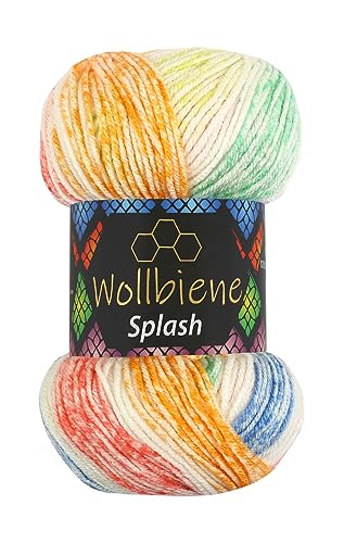 100g Wollbiene Splash Batik 100 Gramm mit Farbverlauf Antipilling mehrfarbig Multicolor Strickwolle Häkelwolle Wolle Ganzjahreswolle (7040) von Wollbiene