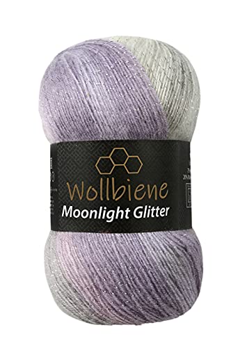 Moonlight Glitter Batik Simli 100g Strickwolle Wolle zum Stricken und Häkeln 20% Wolle Metallic-Wolle türkische Wolle Farbverlaufswolle Glitzerwolle (2700 rose grau) von Wollbiene