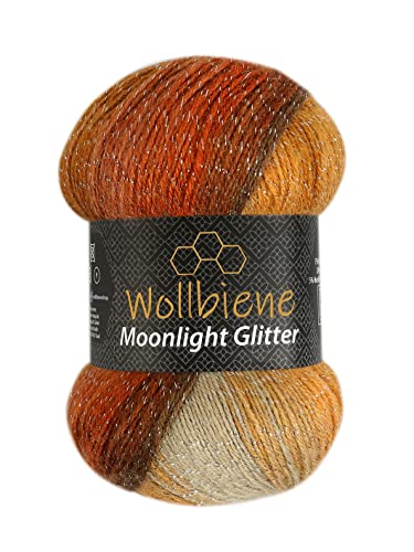 Moonlight Glitter Batik Simli 100g Strickwolle Wolle zum Stricken und Häkeln 20% Wolle Metallic-Wolle türkische Wolle Farbverlaufswolle Glitzerwolle (2800 braun terrakotta beige) von Wollbiene