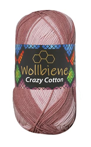 Wollbiene Crazy Cotton Batik 100 Gramm mit Farbverlauf 55% Baumwolle mehrfarbig Multicolor Strickwolle Häkelwolle Wolle Ganzjahreswolle (6090 beerentöne) von Wollbiene