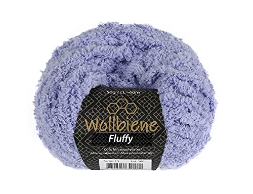 Wollbiene Fluffy Fransenwolle Wolle, Kuschelweich 50g, Plüschtier, Fransengarn zum häkeln Strickwolle, Babywolle, crochet yarn (lila 13) von Wollbiene