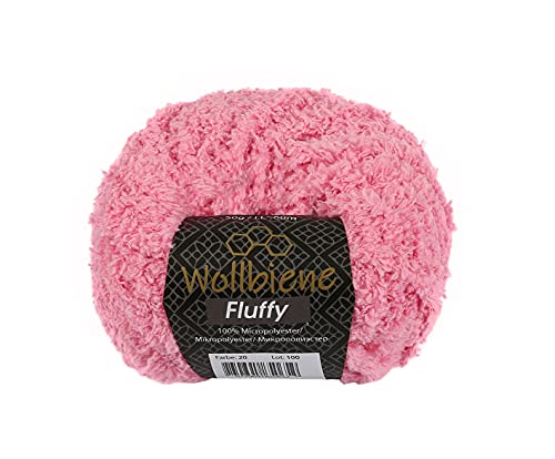 Wollbiene Fluffy Fransenwolle Wolle, Kuschelweich 50g, Plüschtier, Fransengarn zum häkeln Strickwolle, Babywolle, crochet yarn (rosa 20) von Wollbiene