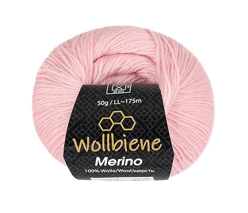 Wollbiene Merino Wolle zum Stricken 50g Strickwolle Häkeln Babywolle Wolle Soft (rosa 15) von Wollbiene