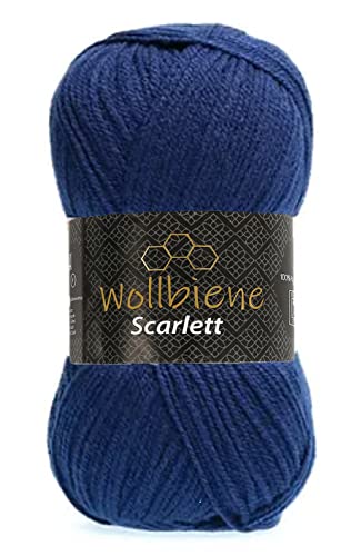 Wollbiene Scarlett Wolle 100g Strickwolle 100 Gramm Wolle zum Stricken und Häkeln Babywolle türkische Wolle (dunkelblau 40) von Wollbiene