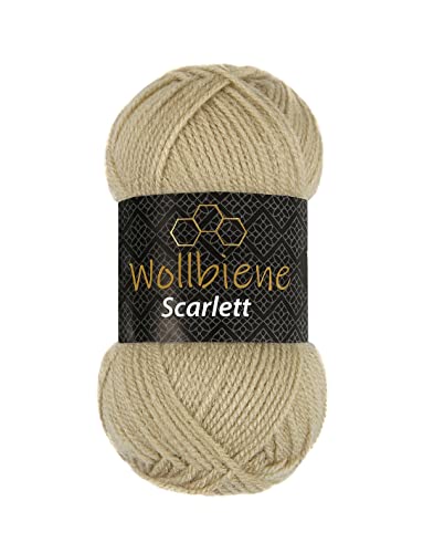 Wollbiene Scarlett Wolle 50g Strickwolle 50 Gramm Wolle zum Stricken und Häkeln Babywolle türkische Wolle (beige 25) von Wollbiene