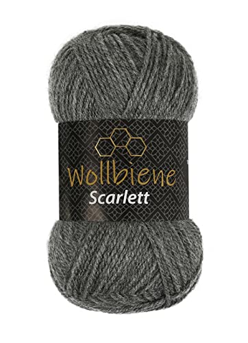 Wollbiene Scarlett Wolle 50g Strickwolle 50 Gramm Wolle zum Stricken und Häkeln Babywolle türkische Wolle (dunkelgrau 04) von Wollbiene