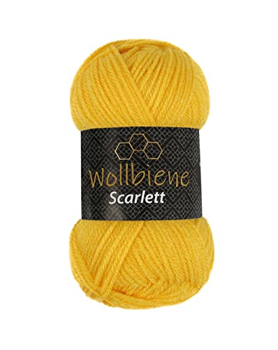 Wollbiene Scarlett Wolle 50g Strickwolle 50 Gramm Wolle zum Stricken und Häkeln Babywolle türkische Wolle (gelb 21) von Wollbiene