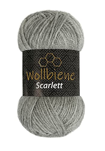 Wollbiene Scarlett Wolle 50g Strickwolle 50 Gramm Wolle zum Stricken und Häkeln Babywolle türkische Wolle (grau 03) von Wollbiene