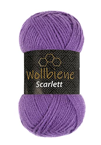 Wollbiene Scarlett Wolle 50g Strickwolle 50 Gramm Wolle zum Stricken und Häkeln Babywolle türkische Wolle (lila 09) von Wollbiene