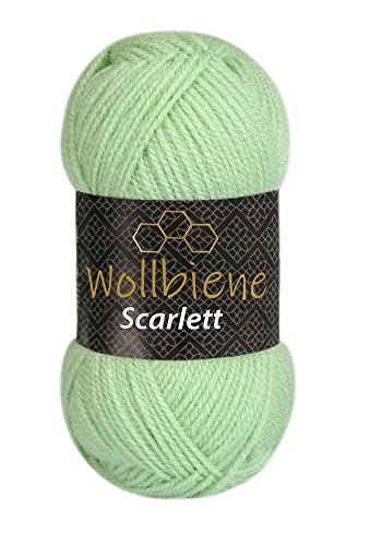 Wollbiene Scarlett Wolle 50g Strickwolle 50 Gramm Wolle zum Stricken und Häkeln Babywolle türkische Wolle (pastellgrün 19) von Wollbiene