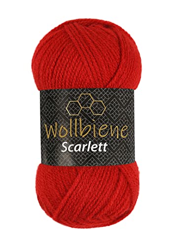 Wollbiene Scarlett Wolle 50g Strickwolle 50 Gramm Wolle zum Stricken und Häkeln Babywolle türkische Wolle (rot 05) von Wollbiene