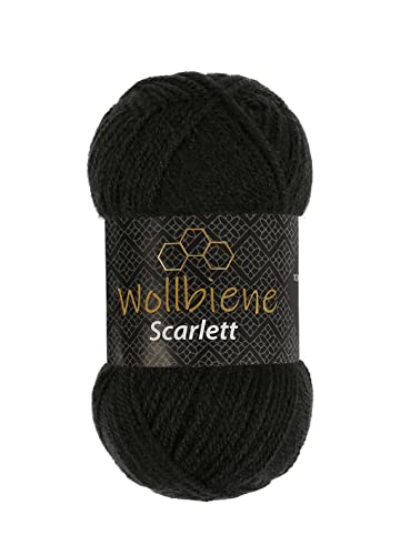 Wollbiene Scarlett Wolle 50g Strickwolle 50 Gramm Wolle zum Stricken und Häkeln Babywolle türkische Wolle (schwarz 02) von Wollbiene