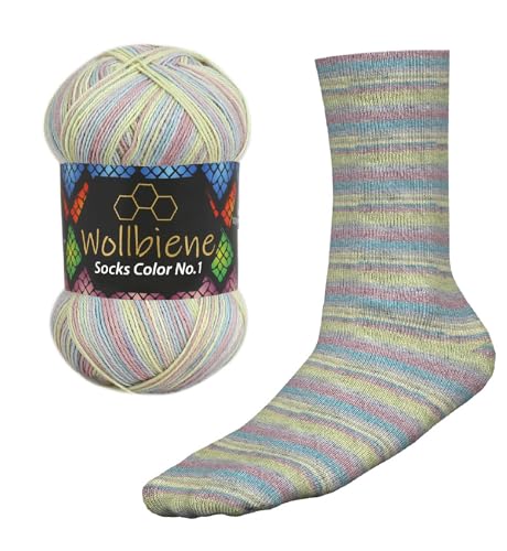 Wollbiene Socks Color Sockenwolle 100g 4-fädig Stricken und Häkeln 75% Schurwolle Farbverlaufswolle Strickwolle Socken (56 magic) von Wollbiene