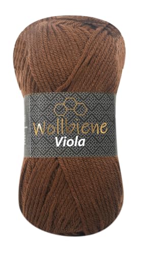 Wollbiene Viola Strickwolle Uni 100g Premium Strickwolle 100 Gramm dickes Garn Wolle zum Stricken und Häkeln Unifarben (braun 23) von Wollbiene