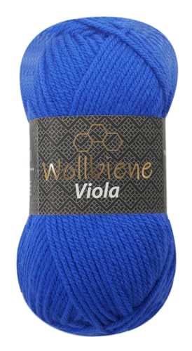 Wollbiene Viola Strickwolle Uni 100g Premium Strickwolle 100 Gramm dickes Garn Wolle zum Stricken und Häkeln Unifarben (königsblau 13) von Wollbiene