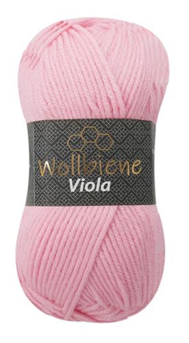 Wollbiene Viola Strickwolle Uni 100g Premium Strickwolle 100 Gramm dickes Garn Wolle zum Stricken und Häkeln Unifarben (rosa 07) von Wollbiene