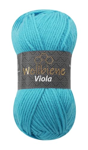 Wollbiene Viola Strickwolle Uni 100g Premium Strickwolle 100 Gramm dickes Garn Wolle zum Stricken und Häkeln Unifarben (türkis 16) von Wollbiene